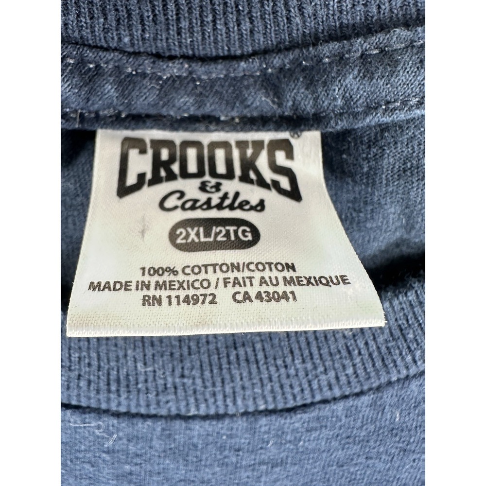 Crooks & Castles Navy Blue Graphic T-Shirt 2XL Streetwear Cotton Tee - Picture 3 of 8